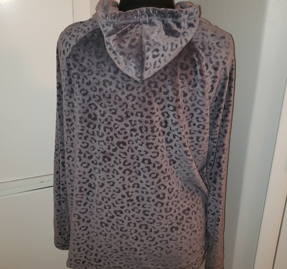 Blush XL 16 18 gray leopard velour hoodie - Picture 5 of 9